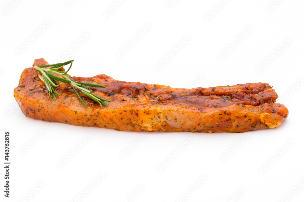 Spicy marinated spare ribs barbecued on the white background. Spicy marinated spare ribs barbecued on the white background.