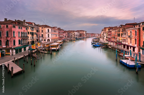 View of Grand Canal and Venice Skyline from the Rialto Bridge in the Morning  Venice  Italy