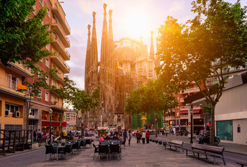 Wandcirkels Barcelona Gezellig straatje in Barcelona  © Ekaterina Belova