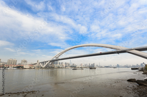 Shanghai bridge and Huangpu river