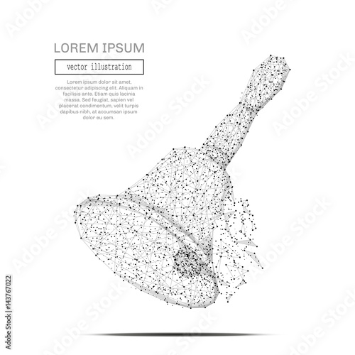Abstract mash line and point Handbell on white background with an inscription. Starry sky or space, consisting of stars and the universe. Vector business illustration