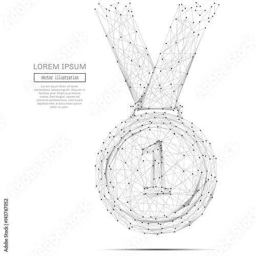 Abstract mash line and point medal on white background with an inscription. Starry sky or space, consisting of stars and the universe. Vector business illustration
