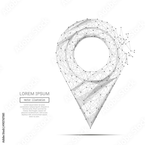 Abstract mash line and point pin on white background with an inscription. Starry sky or space, consisting of stars and the universe. Vector business illustration