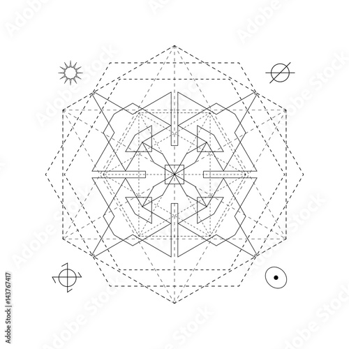 Abstract mystical geometry symbol. Vector linear alchemy, occult and philosophical sign.