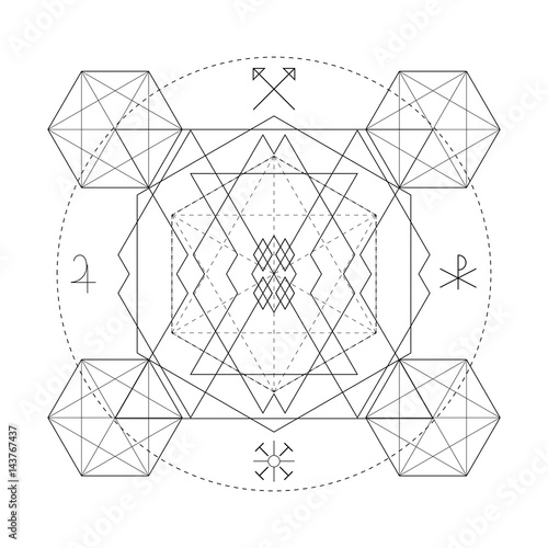 Abstract mystical geometry symbol. Vector linear alchemy, occult and philosophical sign.