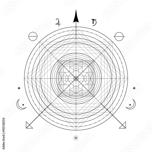 Abstract mystical geometry symbol. Vector linear alchemy, occult and philosophical sign.