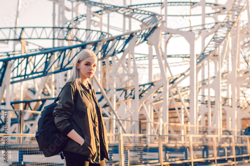 Wallpaper Mural Beautiful attractive young girl in the evening in the city Torontodigital.ca