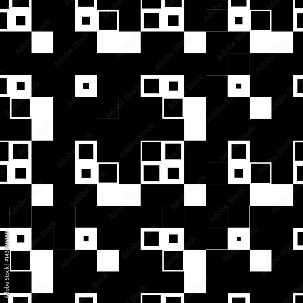 Black and white square pixel mosaic seamless pattern. Vector illustration. Black and white square pixel mosaic seamless pattern. Vector illustration.