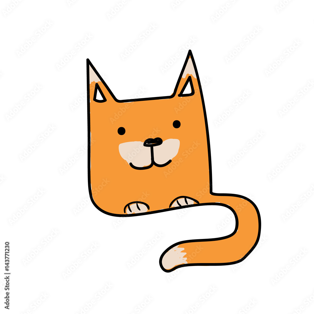 Obraz premium Funny orange fox with long tail hand drawn