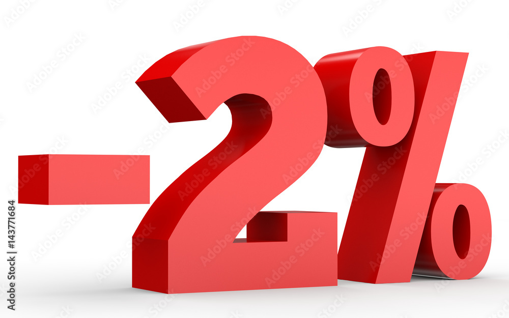 Minus two percent. Discount 2 %. Minus two percent. Discount 2 %.