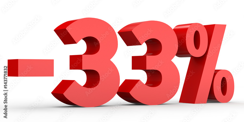 Minus thirty three percent. Discount 33 %. Minus thirty three percent. Discount 33 %.