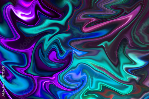 Digital blurred dark multicolor background with spread liquify flow for design