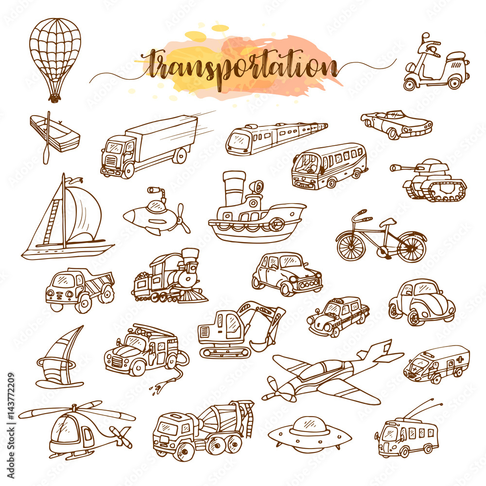 Transportation Concept Modern Line Art Icons Background Linear Style Vector  Illustration High-Res Vector Graphic - Getty Images