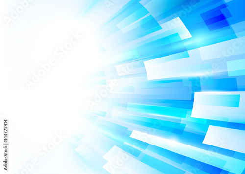 Abstract blue and white rectangles motion technology digital hi tech concept background