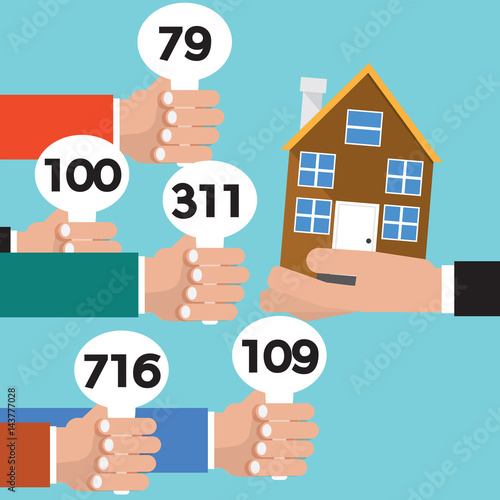 Real Estate Auction Conceptual Vector Illustration