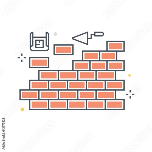 Color line, wall concept illustration, icon