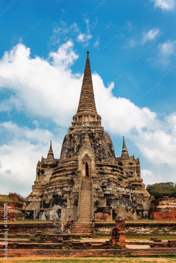 Famous temple area Wat Phra Si Sanphet, Former capital of Thailand in Ayutthaya