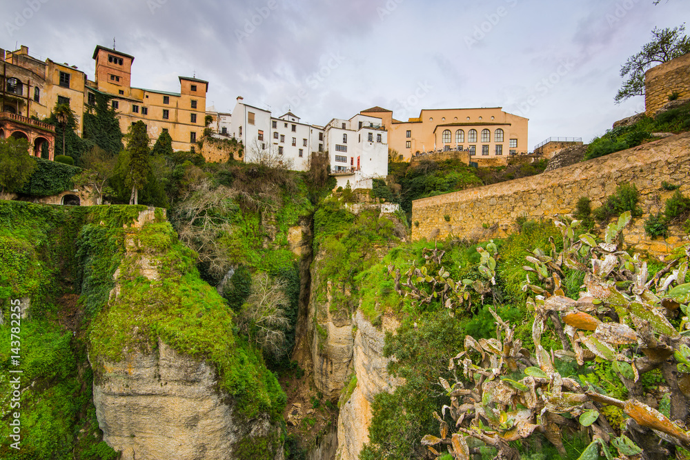 Hanging houses on gorge in Ronda, Spain