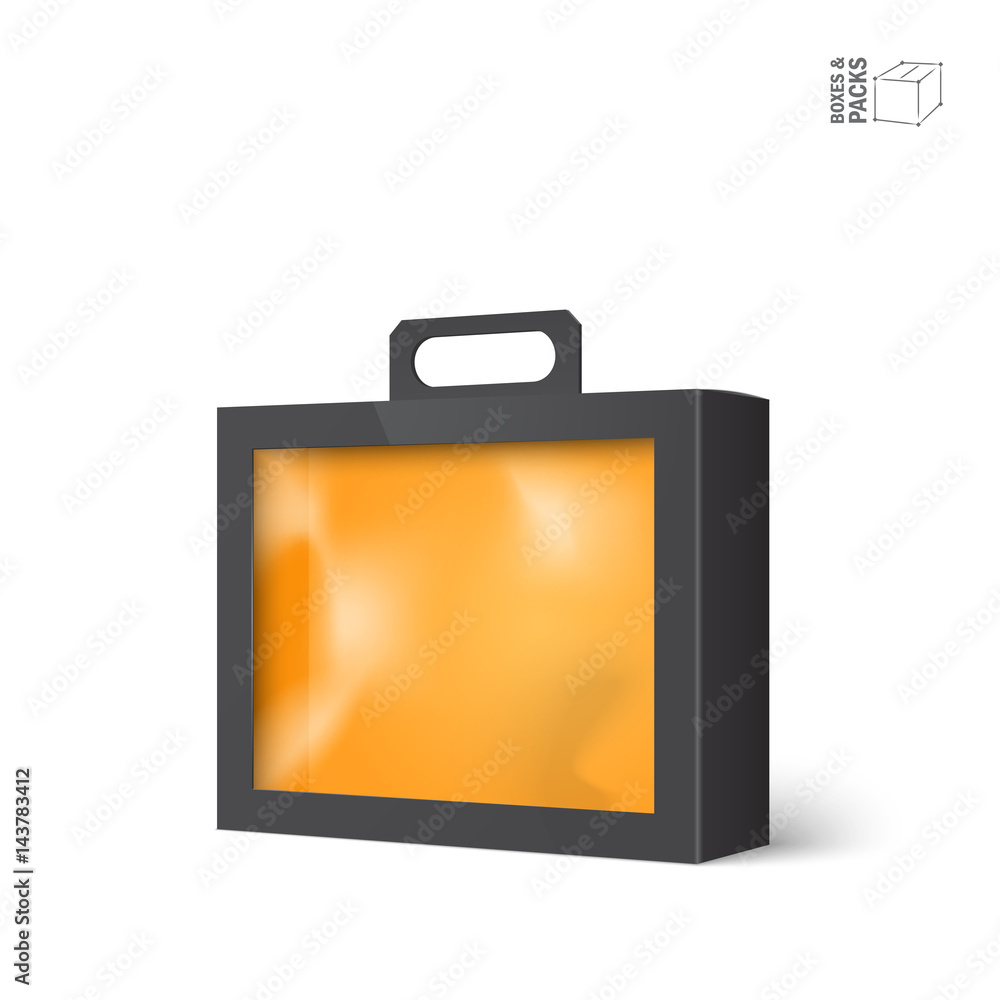 Black vector product package box with window Black vector product package box with window