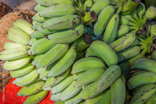 Raw bananas in the market