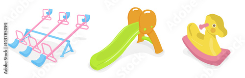 Isolated Vector illustration of various playground toy for childrend photo