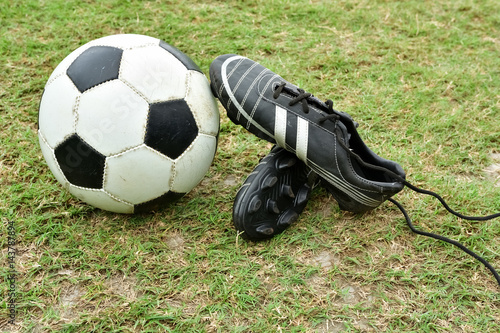 football equipment on football field