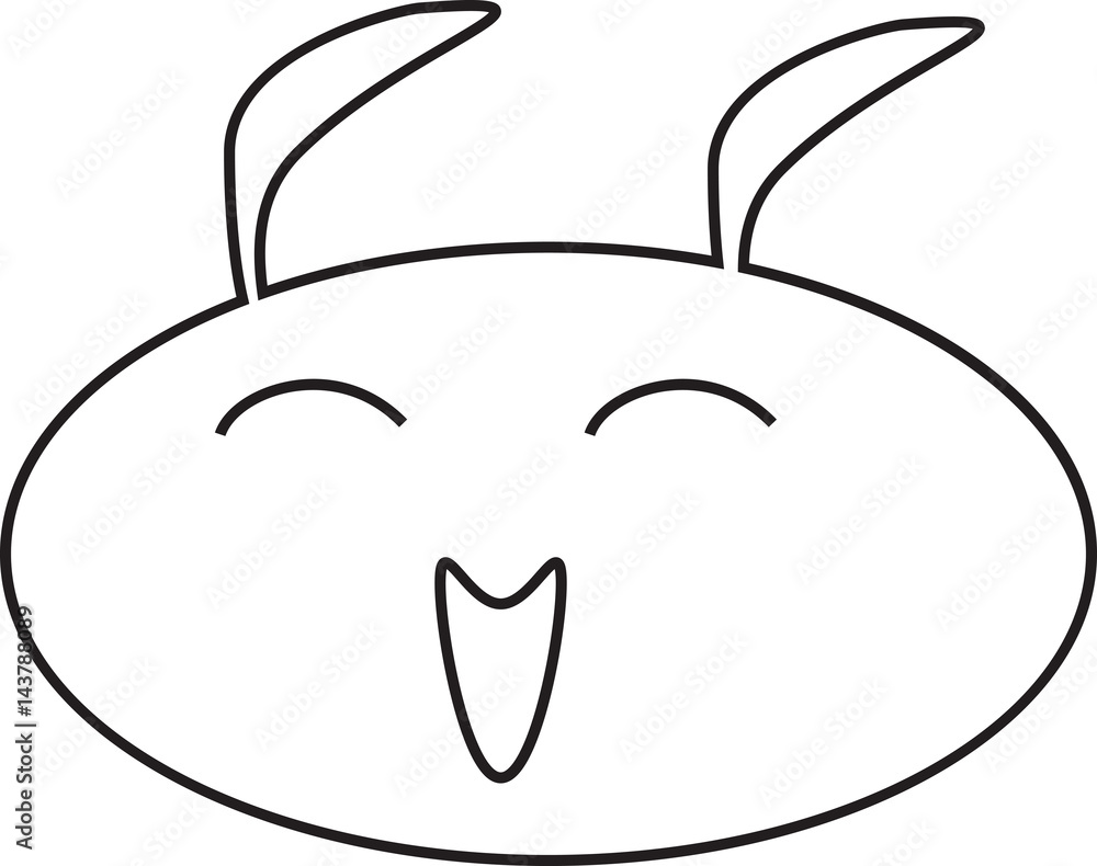 vector cartoon smile rabbit face outline vector cartoon smile rabbit face outline