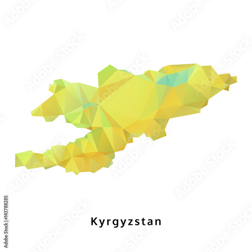 polygonal Kyrgyzstan map  polygon geometric green map  isolated vector