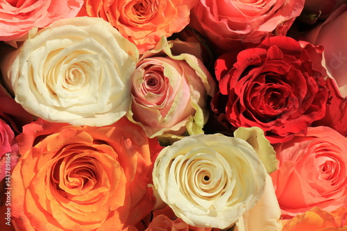 Mixed pink and orange bridal bouquet