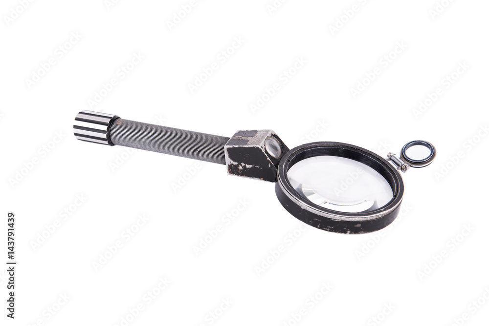 Isolated duble magnifying glass on a white background, expert tools Isolated duble magnifying glass on a white background, expert tools