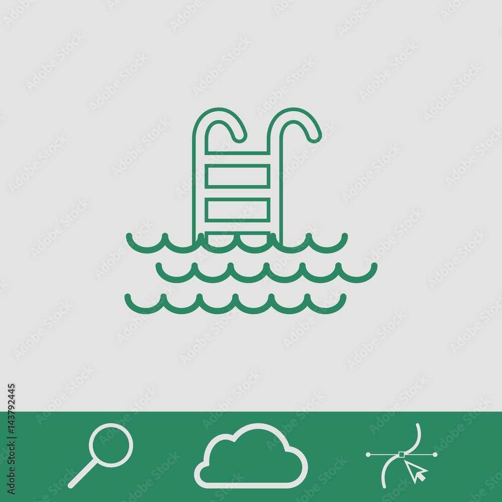 Naklejka premium Pool isolated minimal single flat linear icon Ladder line vector icon for websites and mobile minimalistic flat design