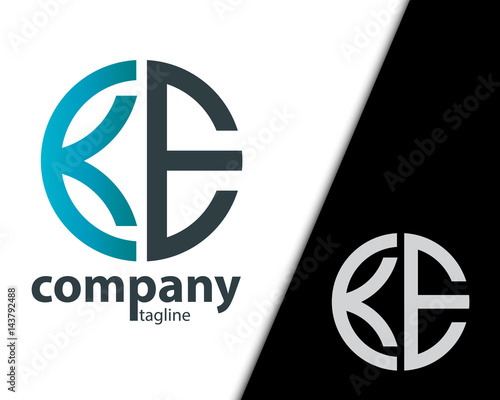 Initial Letter KE With Linked Circle Logo