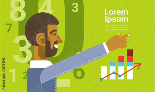 Arab Business Man Showing Finance Chart Graph Report Vector Illustration