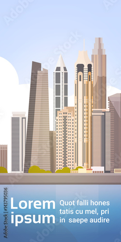 City Skyscraper View Cityscape Background Skyline with Copy Space Vector Illustration
