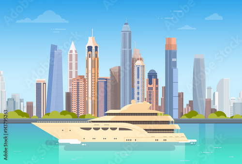 City Skyscraper View Cityscape Background Skyline with Copy Space Vector Illustration