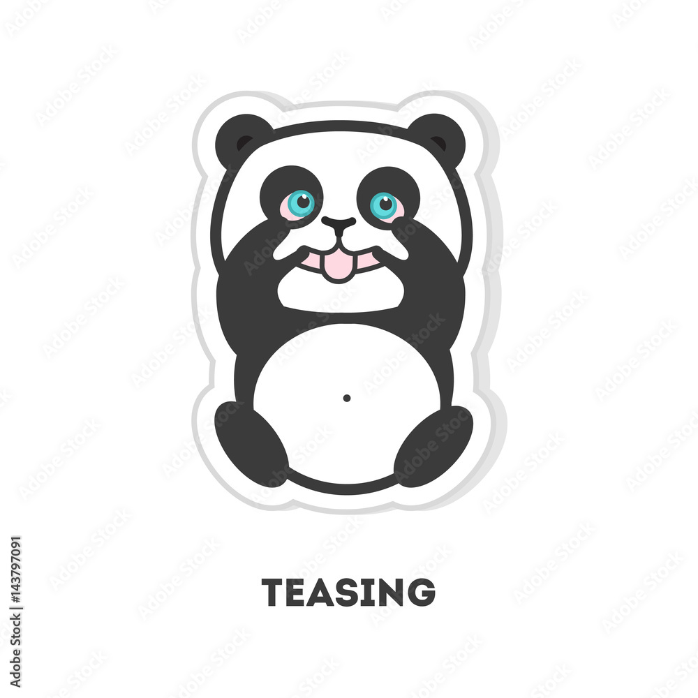 Teasing panda bear. Isolated sticker on white background. Teasing panda bear. Isolated sticker on white background.