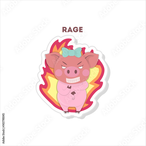Super angry pig sticker