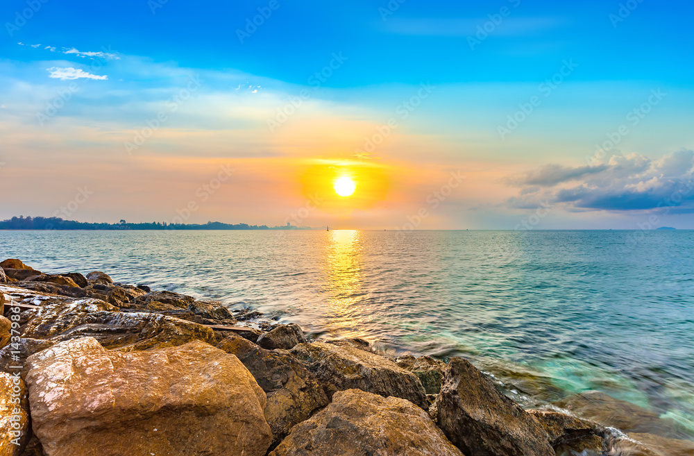 calmness seashore with beautiful morning sunrise calmness seashore with beautiful morning sunrise