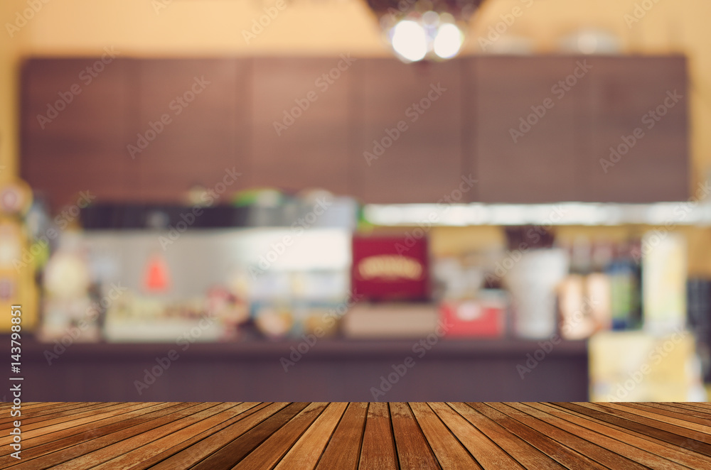 Blurry photo of coffee shop counter without people