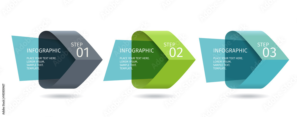 Vetor de Infographic arrows with 3 step up options and glass elements ...