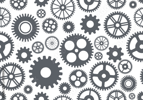 Seamless texture or different gear wheels. Vector illustration.