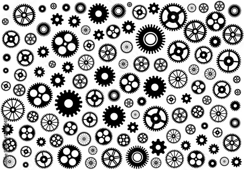 Seamless texture or different gear wheels. Vector illustration.