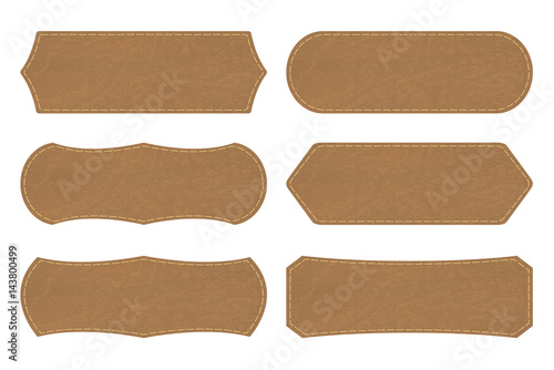 Set shapes of leather sign labels or leather  tag