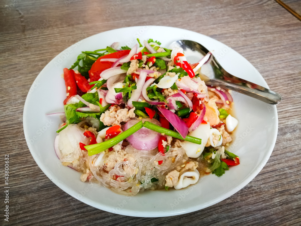 thai spicy salad seafood with vermicelli thai spicy salad seafood with vermicelli