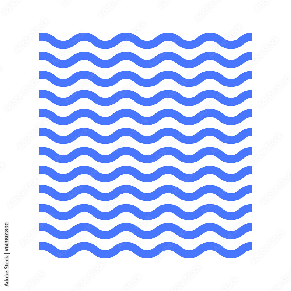 Water or waves icon. Blue wavy lines. Vector illustration. Stock Vector