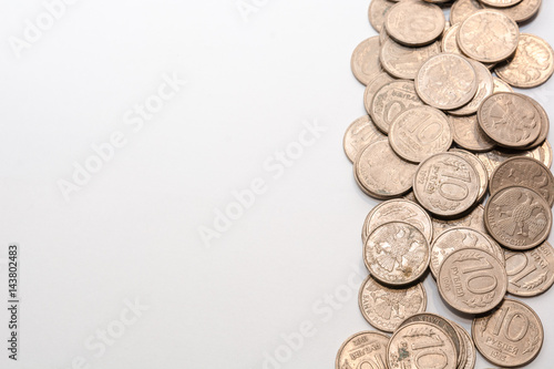 Russian ancient coins. Coins of the USSR. Coins on a white background.