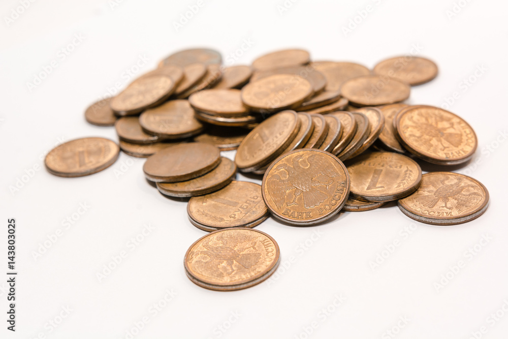 Russian ancient coins. Coins of the USSR. Coins on a white background. Russian ancient coins. Coins of the USSR. Coins on a white background.