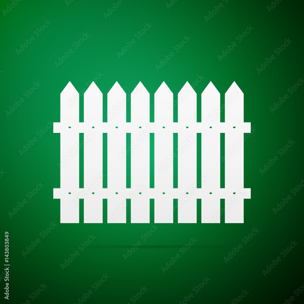 Fence flat icon on green background. Vector Illustration Fence flat icon on green background. Vector Illustration