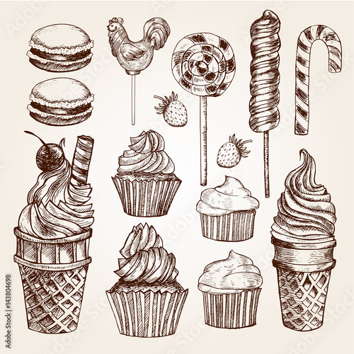 Hand drawn sweets. 