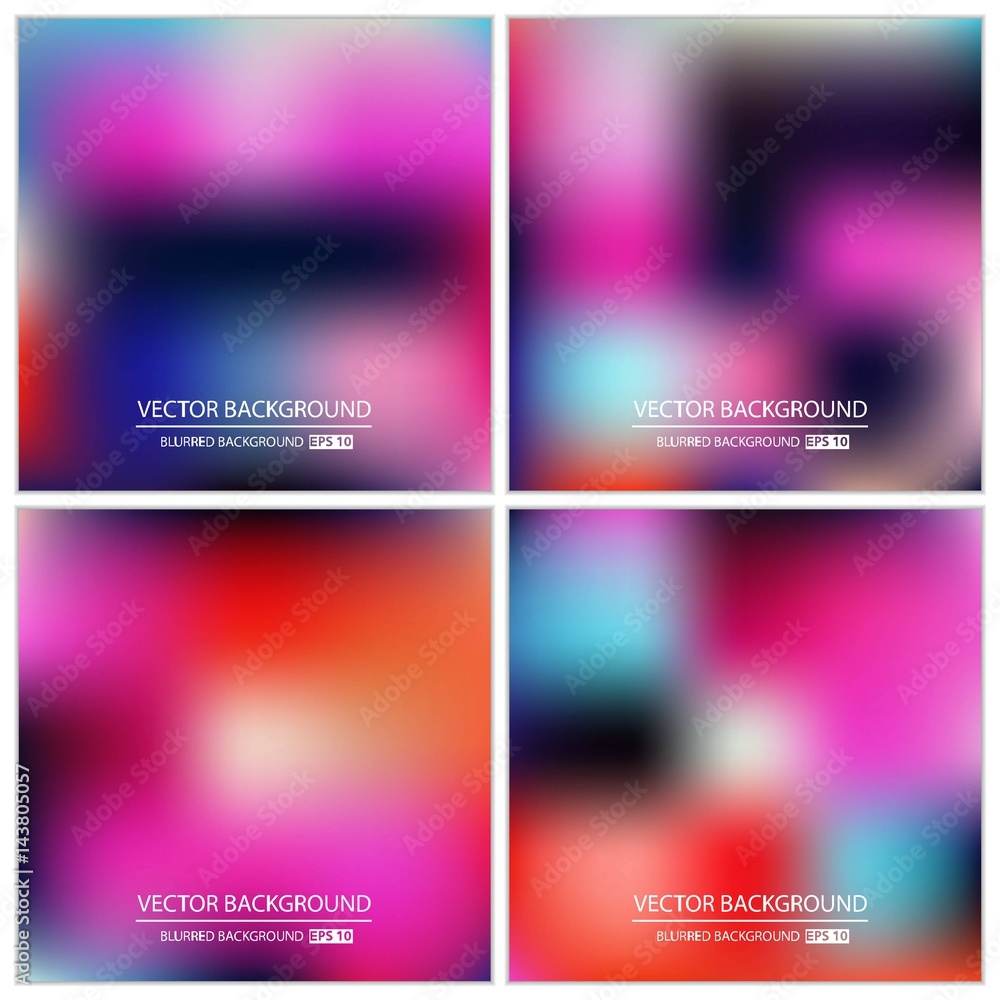 Abstract Creative concept vector multicolored blurred background set. For Web and Mobile Applications, art illustration template design, business infographic and social media, modern decoration